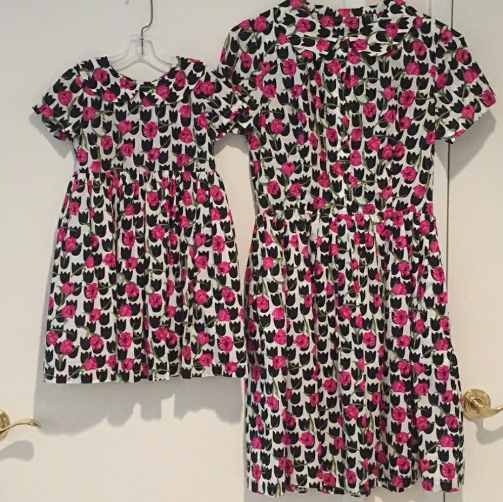 Mommy and me tulip print matching dress set
